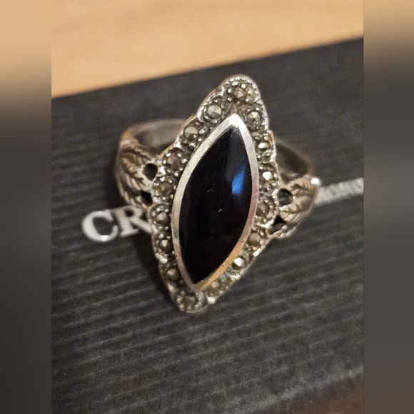 Black onyx sterling silver ring size 6.5 - Picture 2 of 5